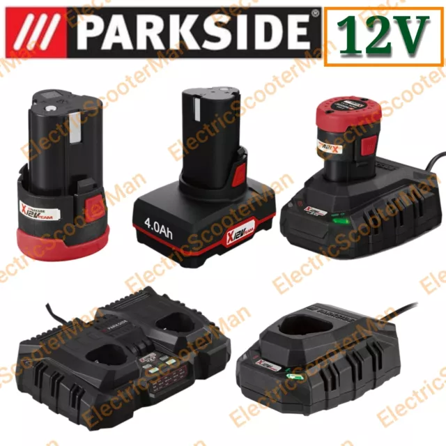 Parkside 12V 2Ah 4Ah Battery Or With Charger Double Fit X12V Team Cordless Tool
