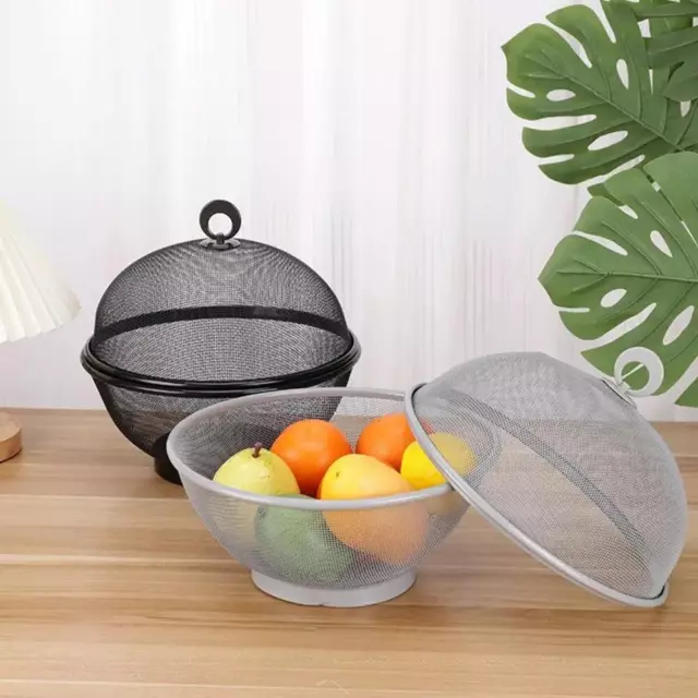 Fruit Basket With Cover Apple Shape Mesh Iron Kitchen Counter Top Storage Lidded