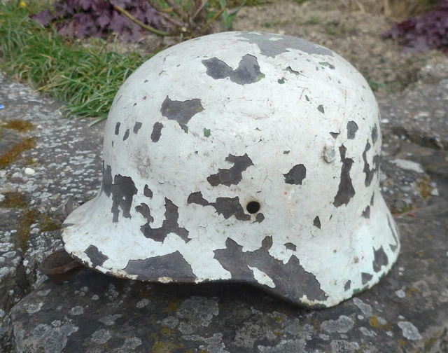 Wehrmacht Elmetto IN Acciaio Con Mimetico Invernale Senza Fodera Interna