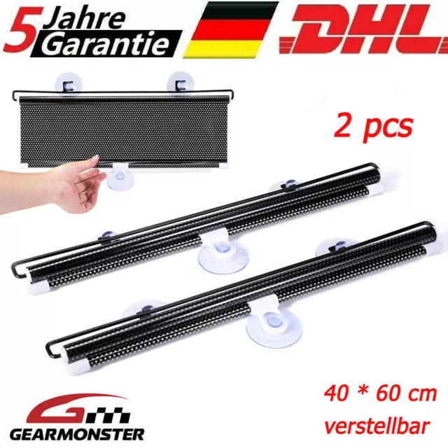 2x Auto Sonnenschutz Rollo Sonnenrollo 60cm Seitenfenster Sonnenschutzrollo