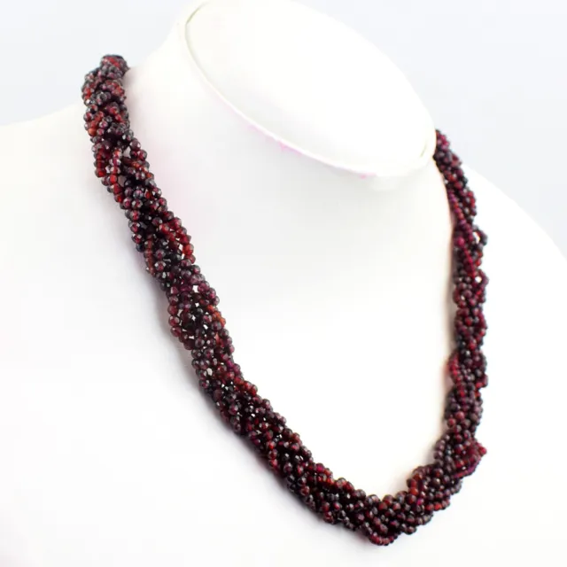 322 Cts Natural Braided Red Garnet Round Cut Beads Necklace Jewelry JK 12E424