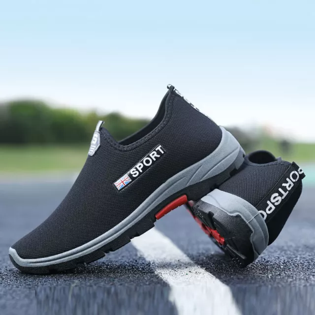Mens Slip On Lightweight Walk Sports Running Pumps Casual Trainers Shoes Size UK