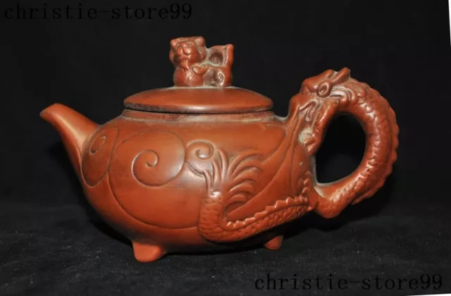 China Chinese Yixing Zisha Pottery Carved lion Dragon statue Tea makers Tea Pot