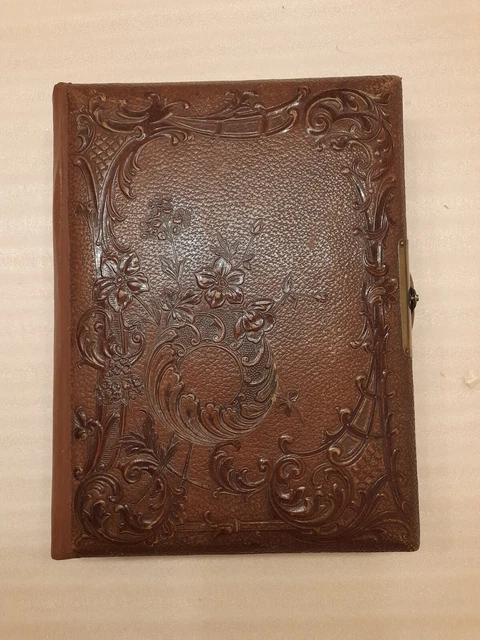 Fotoalbum mit Schließe Leder Jugendstil Album CdV Kabinettfotos antik vintage