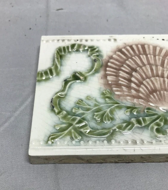 1 Antique ONE Decorative Shell Ceramic Bathroom Tile 4x6 Vintage Old 132-23B 4