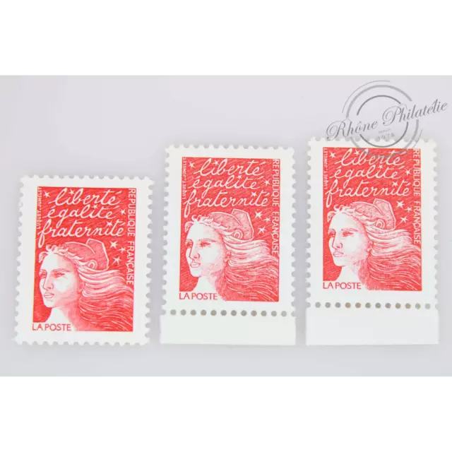 FRANCE LOT DE 3 TIMBRES N°3083a TYPE MARIANNE DU 14 JUILLET, SANS PHOSPHORE NEUF