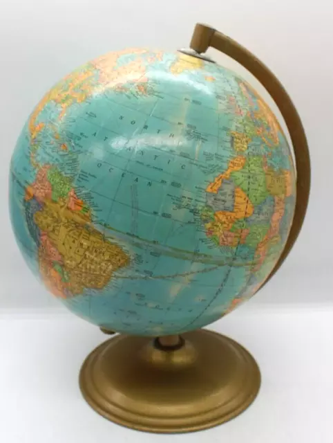 Vintage 12" Cram's Imperial World Globe on Metal Stand Made In USA.