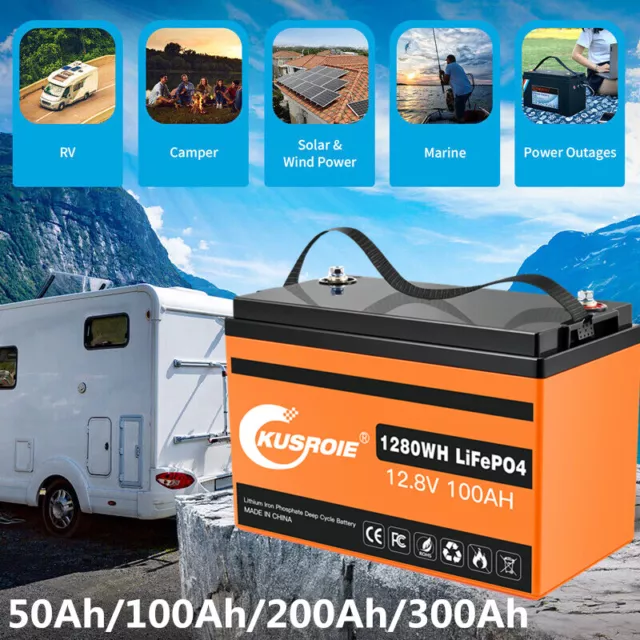 12V 100Ah Lithium Batterie LiFePO4 Akku BMS für Wohnmobil Solarbatterie RV Boot