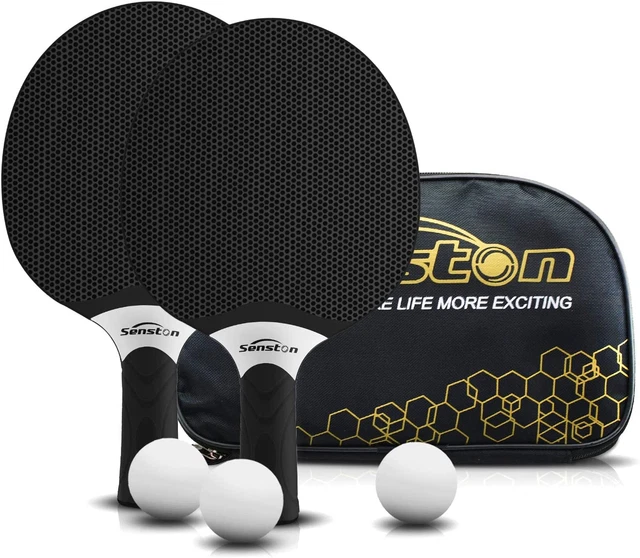 Senston Tischtennisschläger Set, professionelle Tischtennisschläger mit 3 Bällen,