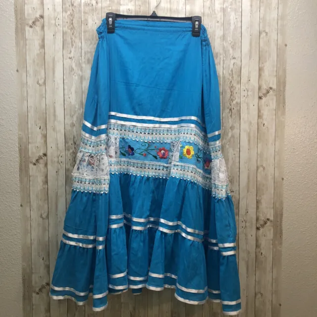 Square Dance Skirt Blue Maxi Skirt With Embroidery 2x 3x