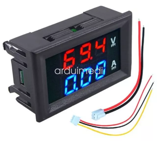 DC-100V 10A Voltmeter Ammeter Blue + Red LED Dual Digital Volt Amp Meter Gauge