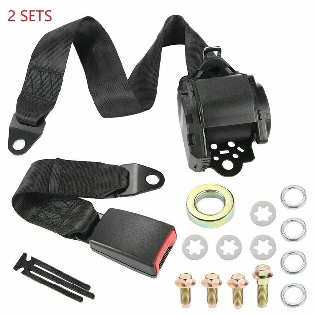 2pcs Retractable 3 Point Safety Seat Belt Straps Car Vehicle Adjustable Belt Kit