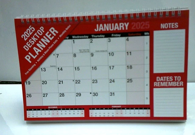 2025 DESK TOP Month To View Planner Stand Up Freestanding Calendar With ...
