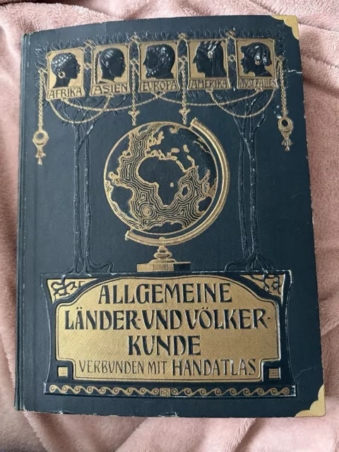 Antikes Buch - Allgemeine Länder- und Völkerkunde Handatlas