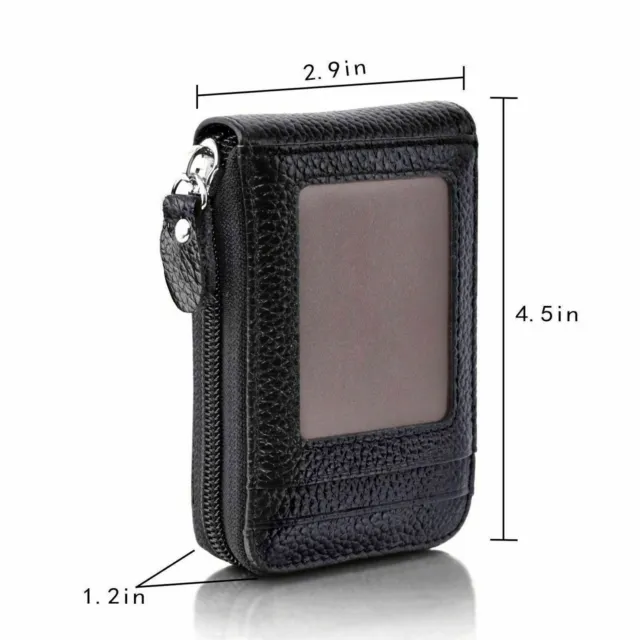 Men's Wallet Genuine Leather Credit Card Holder RFID Blocking Zipper Thin Pocket 10