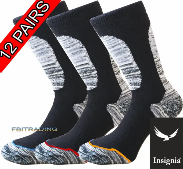 12 Mens Pairs Socks Ultimate Work Boot Reinforced Toe Cushion Sole Size 6-11-14