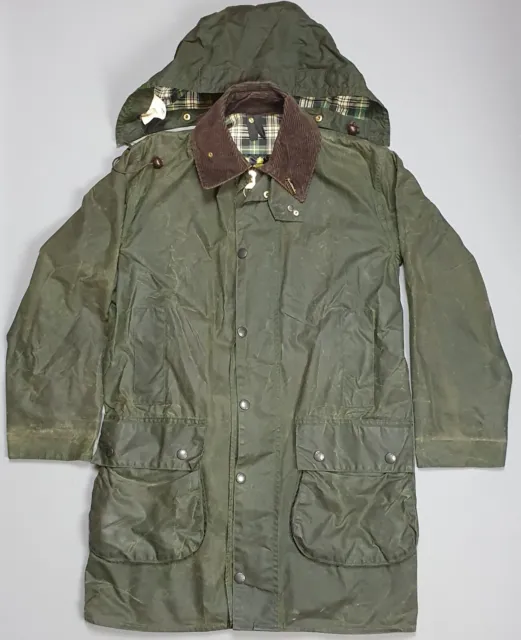 Barbour A200 Border C36 Wax Jacket Mens Small Green Classic Vintage Country Coat