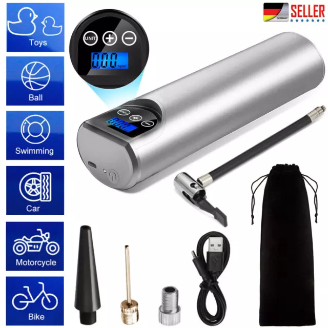 LCD Elektrische Akku Luftpumpe 150PSI Auto Reifen Druckluft Fahrrad Kompressor