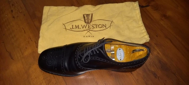 Chaussures Homme JM WESTON Mocassin 380 En Cuir Noir - Pointure 41/42 - Fait Main