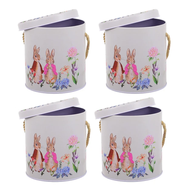 4 pz contenitore di latta ferro Pasqua dolci contenitore confezione regalo beige