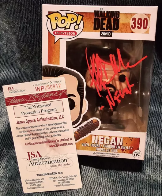 Jeffrey Dean Morgan Negan Funko Pop #390 The Walking Dead JSA RARE RED AUTOGRAPH