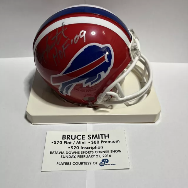 Bruce Smith Autographed Vsr4 Mini Helmet Buffalo Bills Hof 2009