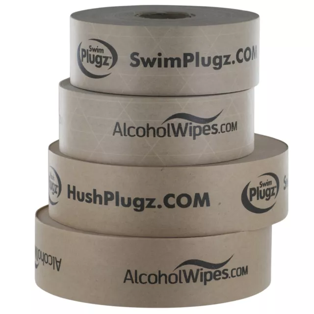 Custom printed gummed paper tape for packaging, standard kraft or reinforced