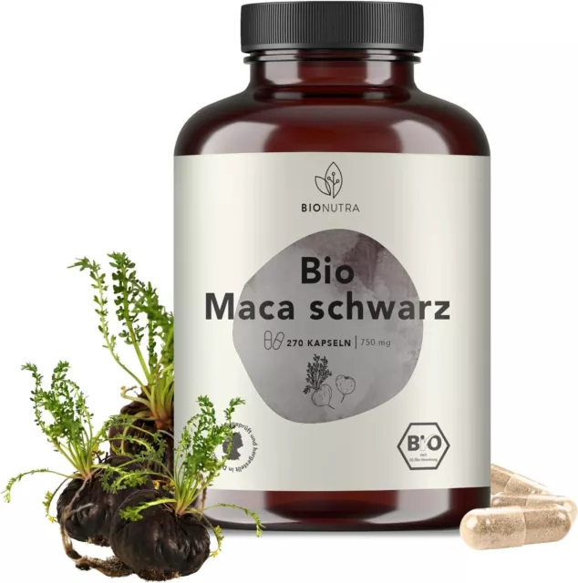 BIONUTRA® Maca schwarz Kapseln Bio (270 x 750 mg), deutsche Herstellung