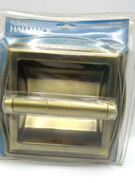 Vintage Hall Mack Recessed Toilet tissue Holder Antique Brass NOS