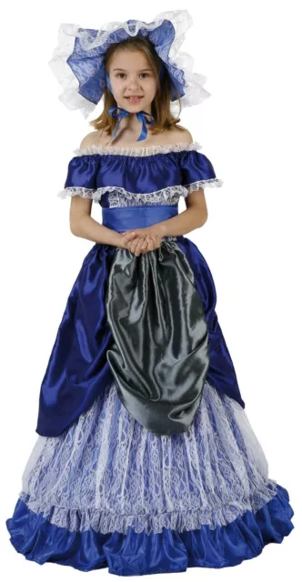 COSTUME DAMA DA bambina taglia 3/4 anni vestito blu lungo far west carnevale  EUR 22,90 - PicClick IT