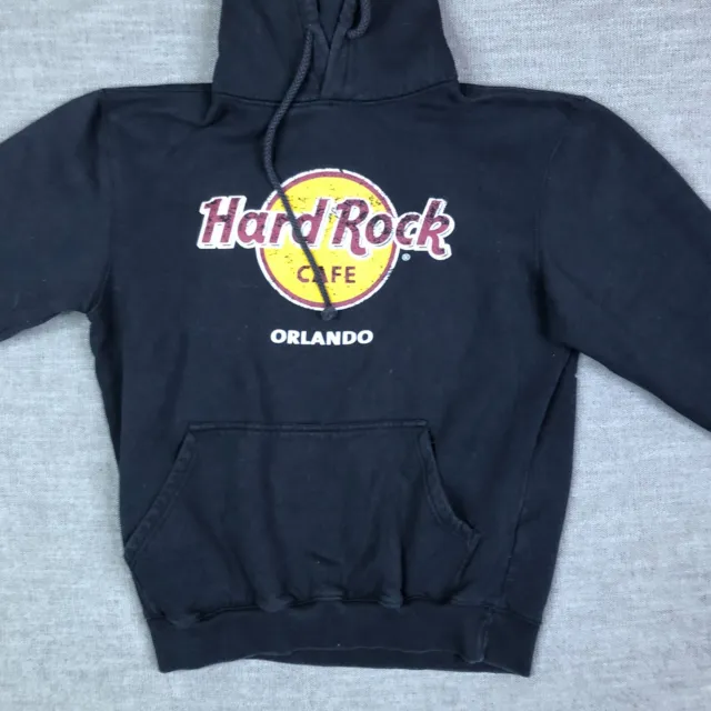 Hard Rock Cafe Hoodie Mens L Black Pullover Sweatshirt Hooded Orlando