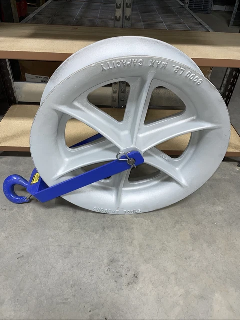 Current tools 818 18” HOOK SHEAVE 8000lbs NICE!! Wire Pulling Pulley