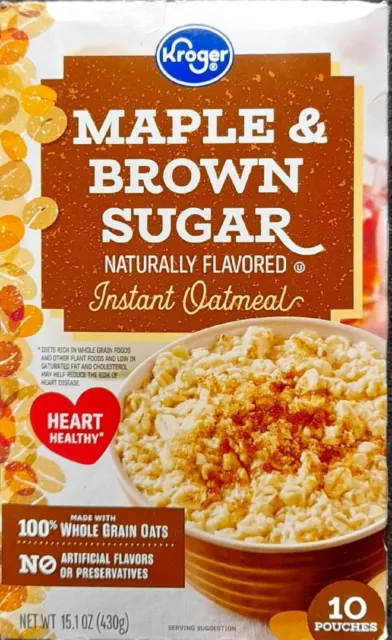 KROGER Instant Oatmeal 'Maple Brown Sugar' Naturally Flavored 10 Packs 430gr USA