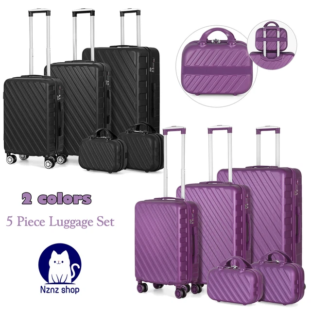 5 Piece Luggage Set ABS Carry On Suitcase Travel Bag w/TSA Lock Spinner Trolley