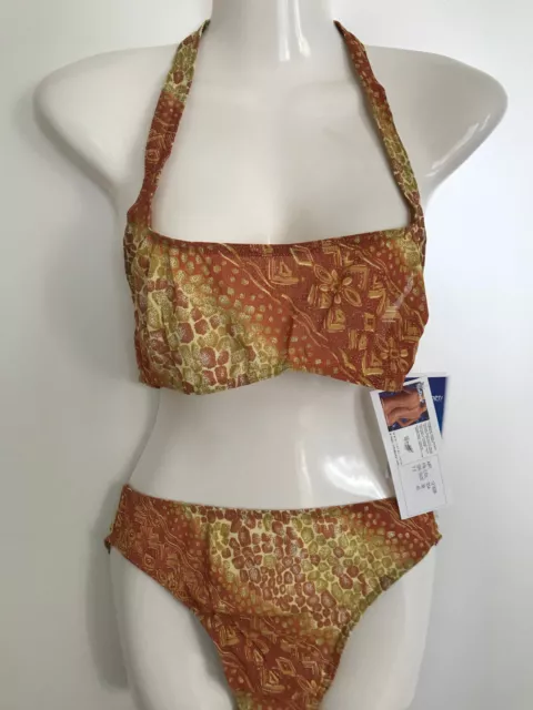 TanThru Bikini Durchbräunend Braun Neckholder Beige 38 B US 9/10 GB10 Solar Neu