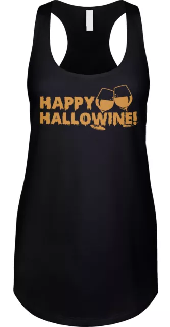 Hallowine Halloween Trick or Treat Funny Costume Party Wine Drink Racerback Tank