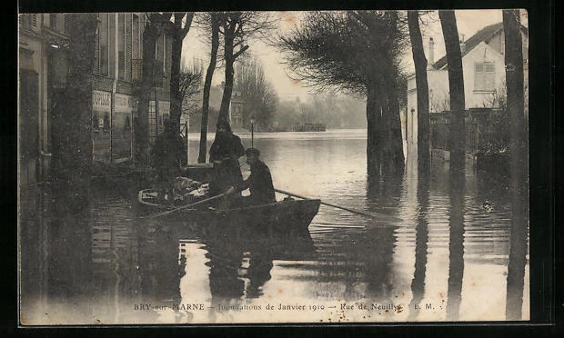 CPA Bry-sur-Marne, Inondations 1910, Rue de Neuilly