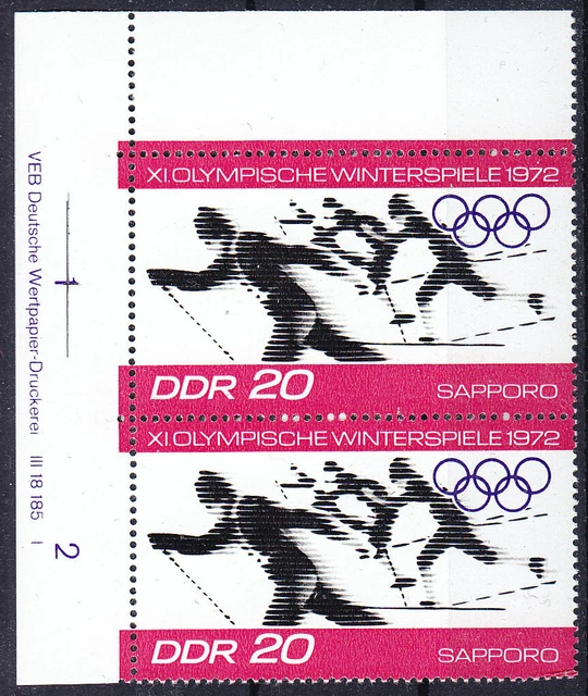 Briefmarken DDR Mi Nr. 1728  Olympia Sapporo Druckvermerk DV DWD I **