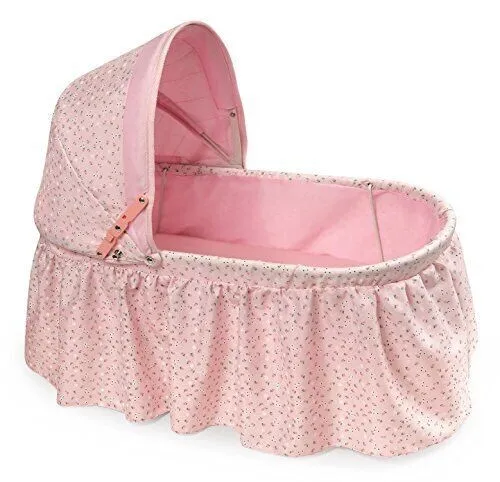 Foldable Toy Doll Rocking Bed with Hood for 22 inch Dolls - Pink/Rosebud