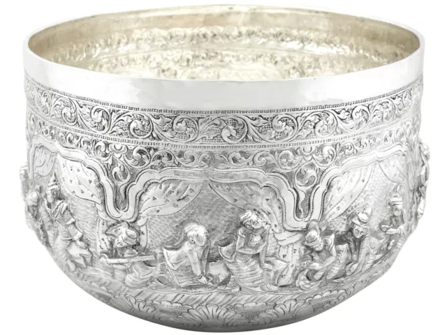 Antique Burmese Silver Thabeik Bowl, 1880s