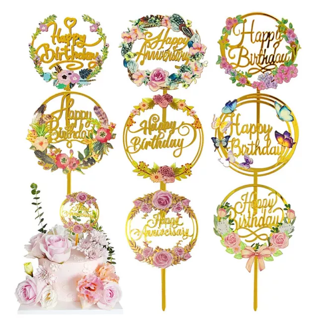 Colored Flowers Happy Birthday Cake Topper Birthday Party Supplies Cake DeOY 2
