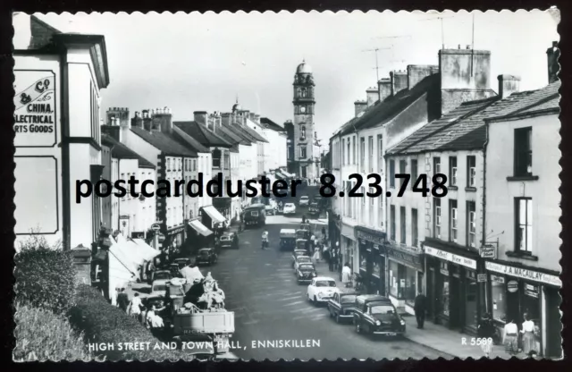 NORTHERN IRELAND Enniskillen 1962 High Street Town Hall. Real Photo Postcard