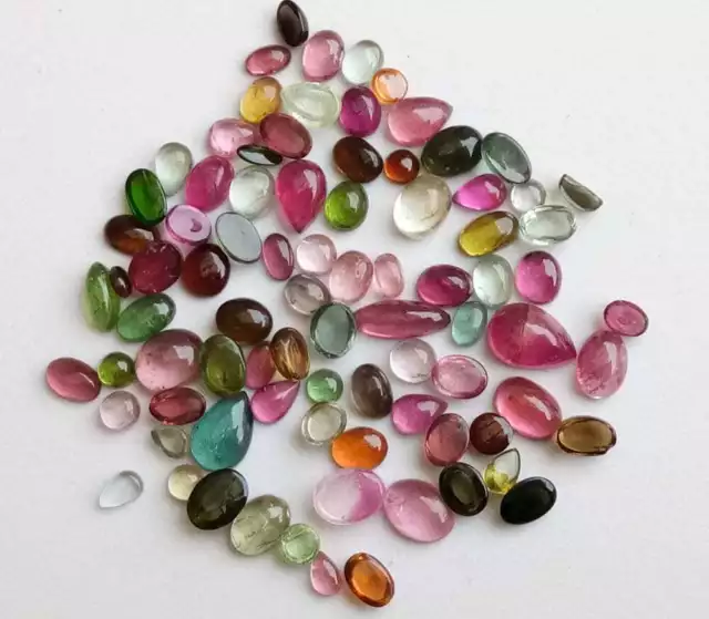 3-9mm Turmalin Schlicht Mix Form Cabochons, Natürlich Multi Flache Rückseite