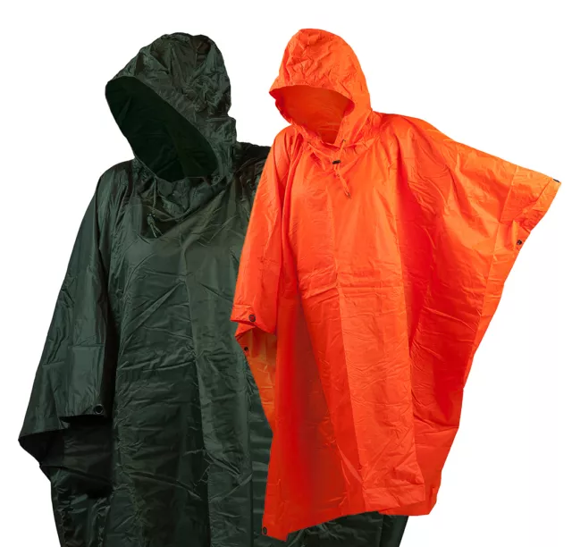 ARMY Poncho de Pluie US Poncho Pêcheur Cap Veste Cape Taille Unique Orange Vert