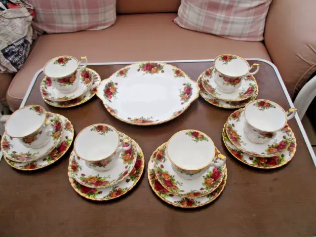 Royal Albert Old Country Roses 6 tazze, piattini, piatti laterali e piatto torta