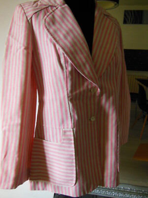 PUR VINTAGE veste ancienne tailleur blanc rose "Jessie" taille 40/42  B21