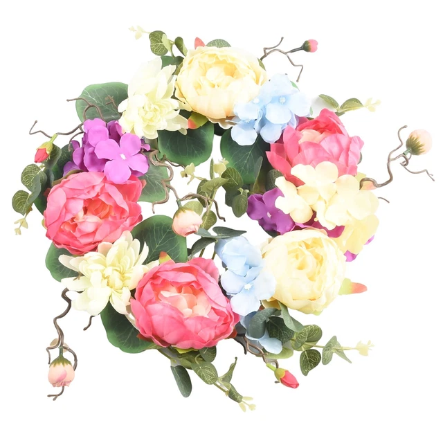 Couronne De Porte Fleurie LADUTA - Rose Réaliste Main - Décoration Maison Mariage - 45cm