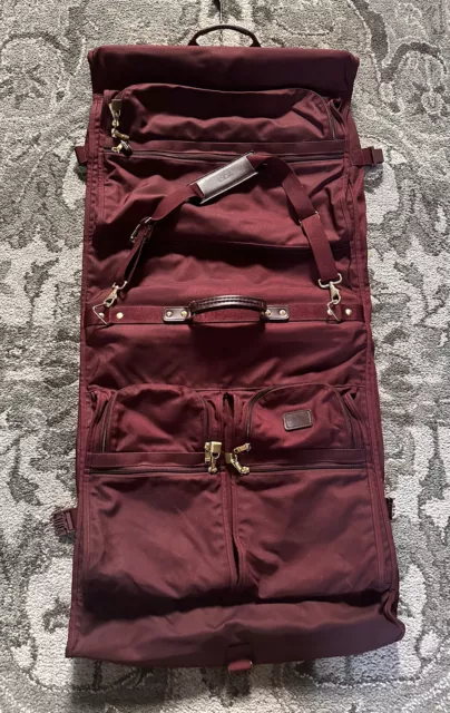 TUMI 'Alpha' Nylon Classic Bi Fold Garment Bag Burgundy Extra Large Shoulderhook