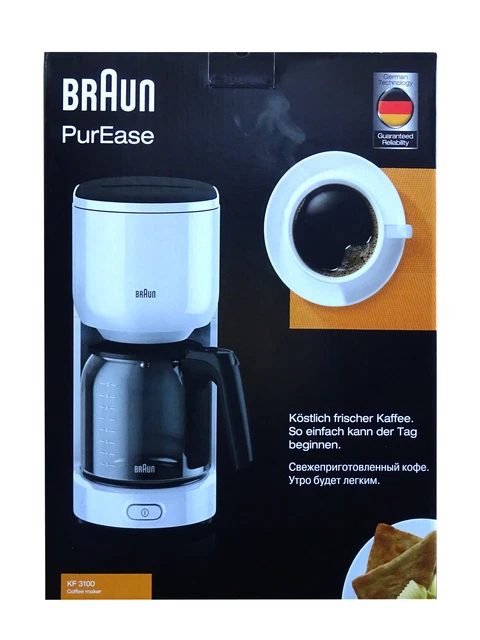 Braun Kaffeemaschine PurEase 10 Tassen weiß OptiBrewSystem KF 3100WH