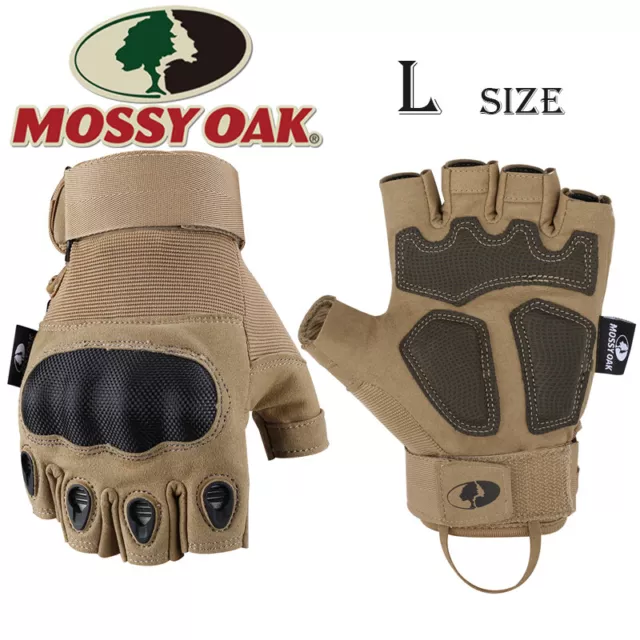 Mossy Oak Fingerless Tactical Gloves Combat Airsoft Shooting Gloves Hard Knuckle